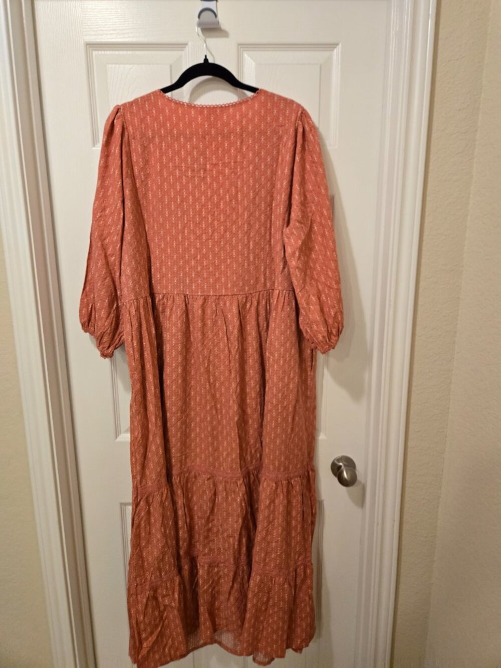 Rust Tie-Front Maxi Dress with Long Sleeves - Picture 10 of 13